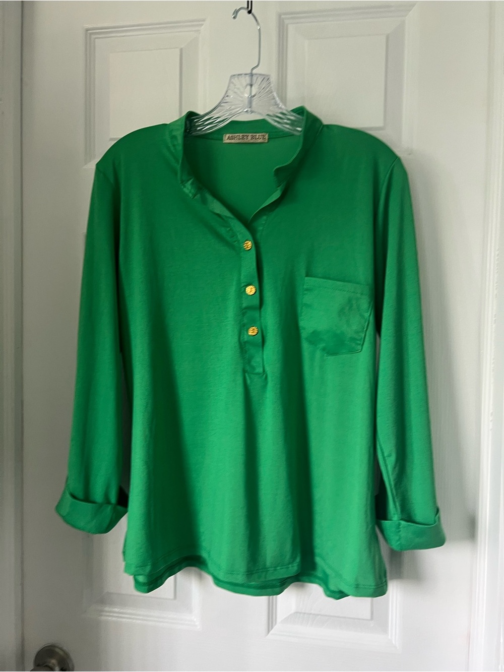 Ashley Blue Emerald Green Knit Top